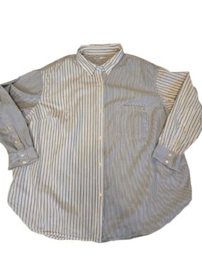 Sonoma Blue and White Mixed Striped Button-Up Shirt Size 3X